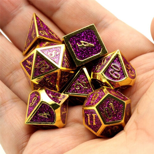 7St MetalltäRningar, Tunga Solid Zinklegering PolyhedrontäRningar för D&D Dungeons och Dragon Bordsspel Blå 1