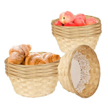 10 Pezzi di Piccoli Cestini Regalo Rotondi, 7,9 X 7,9 X 3,5 Pollici, Cestini per il Pane Intrecciati In Bambù per Servire, Cestini di Frutta, Cestini