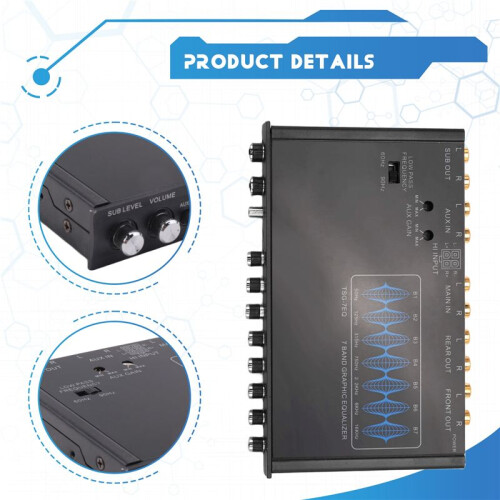 7 Band Car Equalizer Audio EQ Tuning Crossover Amplifier Parametric Car Preamplifier Audio Equalizer +-12dB 2