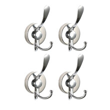 4 Piezas de Ganchos Dobles de Acero Inoxidable con Ventosa, Sin Perforaciones, Potentes Ganchos para Ropa Reutilizables A Prueba de Óxido, Color