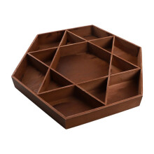 Houten Vakantie Zeshoekig Sterrendienblad voor Vrienden, Fruitschaal Opbergdoos, Decoratieve Ornamenten en Ambachten Bruin