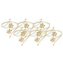 6 Stuks Gordijnring Legering Decoraties Patroon Stijlvolle Overdreven Metalen Bloemarmband Set met Diamanten, Goud