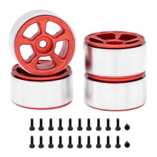 4St 1,0 Tums Metallfälgar för 1/24 1/18 RC Crawler Car Axial SCX24 AX24 FCX24 Enduro24 TRX4M,Smal 5-Ekrar Röd