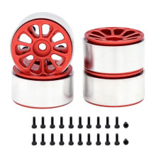 4 STÜCKE 1,0 Zoll Metallfelgen für 1/24 1/18 RC Crawler Auto Axial SCX24 AX24 FCX24 Enduro24 TRX4M, 10-Speichen Rot