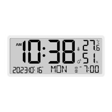 Reloj Despertador Digital LCD con Sensor de Temperatura Montaje en Escritorio y Pared Ajuste de Pantalla Manual y Automático-B
