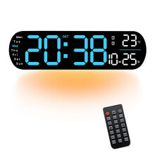 LCD Digitale Wekker, Multifunctioneel, Groot LED-Wandklokdisplay met Alarm, Temperatuur- en Vochtigheidsklok-A