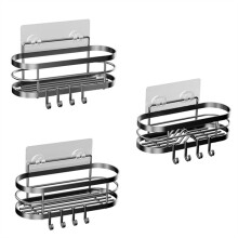 Doucherek, Zelfklevende Douche-Organizer voor Badkamer, Doucheplank voor Binnendouche, Roestvrij Stalen Doucherek