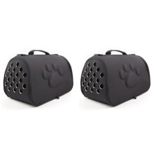 2X Hunde Katze Faltbare Tier Halterung KäFig Faltbare Welpen Kiste Hand Tasche Trage Taschen Heimtier Bedarf Transport ZubehöR Schwarz