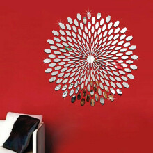 3D Acrylic Mirror Wall Sticker Detachable SunShaped 3D Mirror For Living Room And Office Simple Silver Decoration