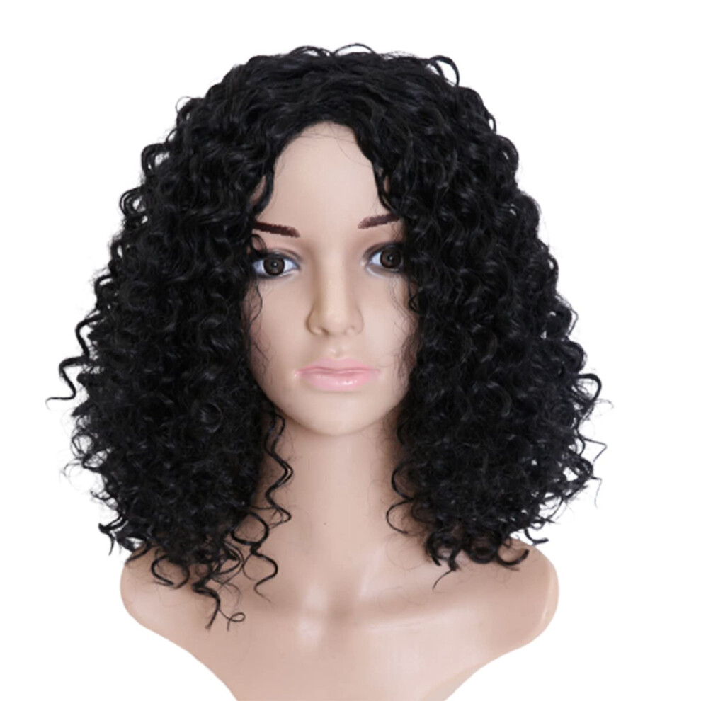 Women's African Small Curly Hair Pixie Cut Short Wigs HeatResistant Synthetic Wigs Breathable Cap 14in Black Cosplay