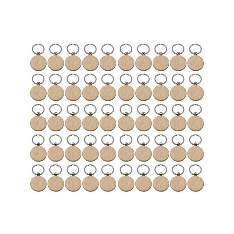 50Pcs Blank Round Wooden Key Chain Diy Wood Keychains Key Tags Can Engrave Diy Gifts 6032138525302