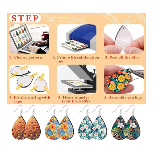120 Pcs Sublimation Earring Blanks with Hooks and 2