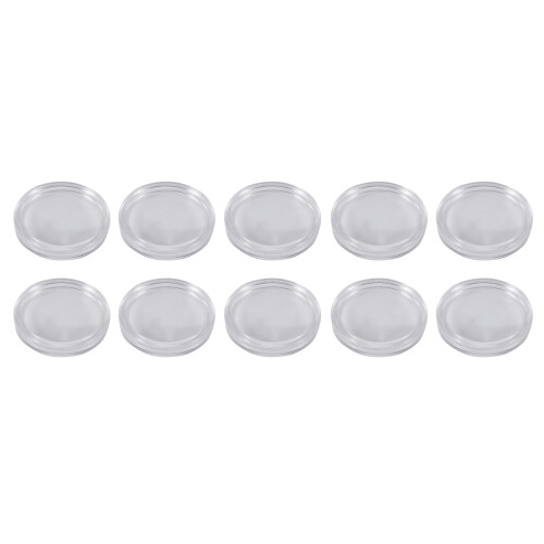10 pcs Small round transparent plastic coin capsules box 33mm