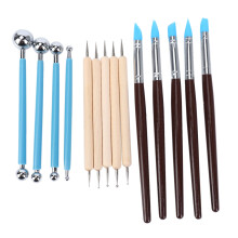 14PCS Polymer Pottery Clay Sculpting Modelling Sit Stylus Nail Art Dotting Tools Rubber Tipped Ceramic Carving Kit for DIY Painting Rocks