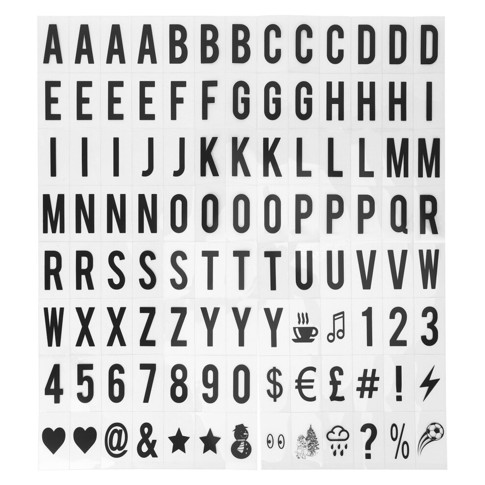 104Pcs Cinematic Lightbox Replacement Letters & Numbers Signs Black For A4 Light Letter Box Sign Message Board 65.4X35mm(Led Light Box Is Not 6033963961334
