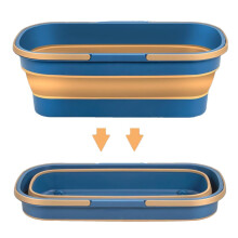 Collapsible Cleaning Bucket with Handle and Wheels, Large Capacity Foldable Mop Bucket, Blue 52x26x22cm