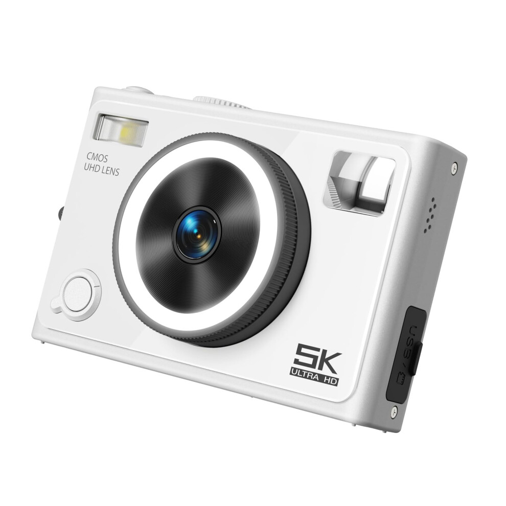 5K Digital Camera 64Mp Autofocus Beauty Filter 18X Digital Zoom Kids Digital Camera Travel And Parties White 9347817414516