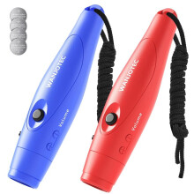 WANJOTEC Draagbare Elektronische Fluitjes voor Scheidsrechters, Coaches, Leraren, Kampeer- en Wandelfluitjes met Koord, Blauw en Rood