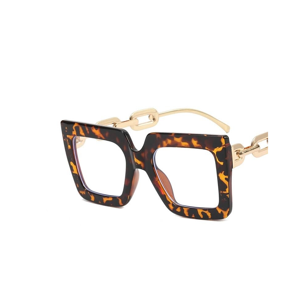 Blue/Light Blocking Eyeglasses Leopard Print Square Computer Glasses Oversized Reading +3.50 Diopter Antieyestrain