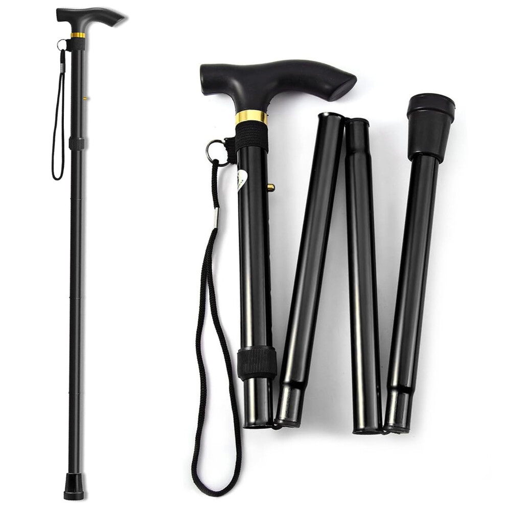 Folding Walking Cane Adjustable Height Lightweight Walking Stick for Seniors with Ergonomic Grip