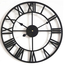 Wall Clock Indoor Outdoor Waterproof 45cm Open Face Wrought Iron Garden Clock Retro Roman Numerals Silent Quartz