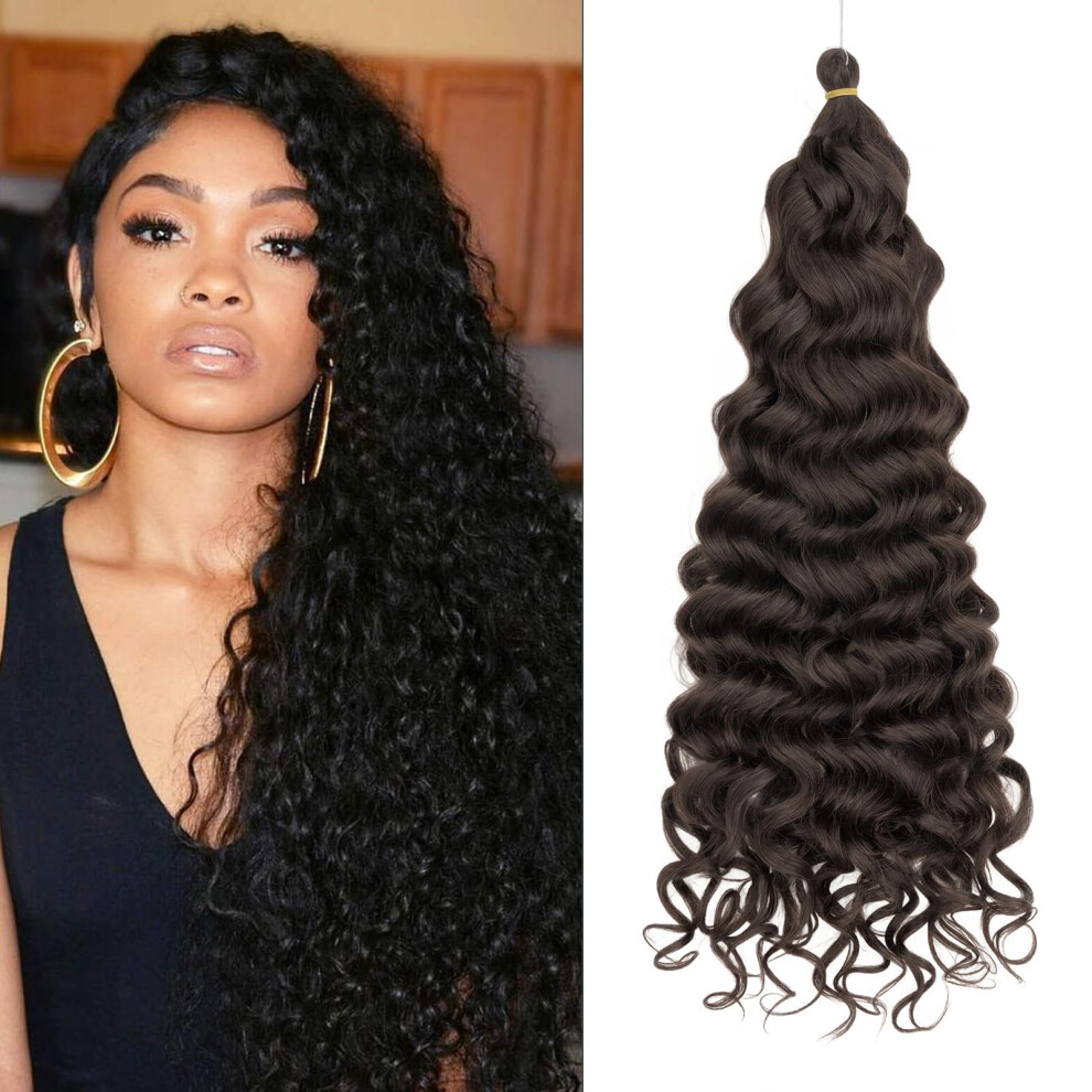 Unisex Black Wave Crochet Hair 24 Inch Long Curly Braiding Hair Ocean Wave Braids Crochet Hair Extensions Soft Synthetic 116G