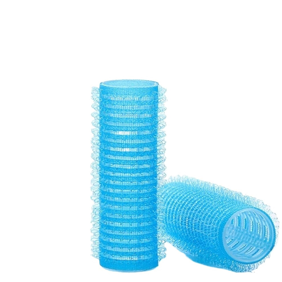 Blue Hair Rollers Selfgrip Hair Rollers 6Piece Heatless Curlers 25Mm Noheat Selfadhesive Hook Loop Diy Styling Tools