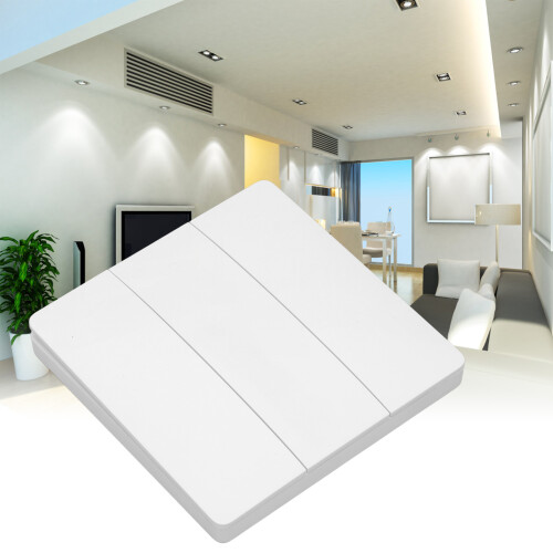 Wireless 3-Gang Self-Powered Light Switch Kit, White, 200m Range