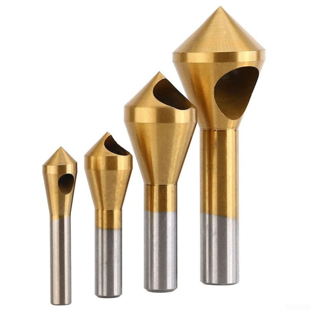 Chamfer Drill Bit Countersink Tool Set 90Degree 4Piece Hss 220Mm Metal Wood Plastic Deburring 9199774880039