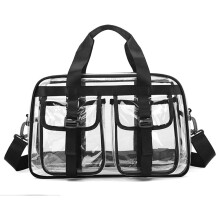 Transparent PVC Travel Gym Storage Bag Large Capacity Water Resistant Sports Equipment Outdoor Black