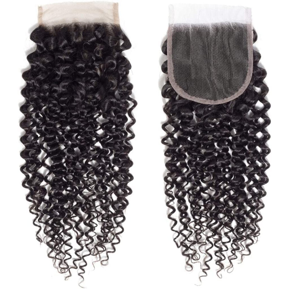 Unisex Lace Closure Brazilian Virgin Hair 100% Unprocessed 4X4 Closure With Baby Hair Natural Color 10 Inch