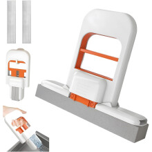 Mini Mop for Small Spaces with  Absorbency Sponge, Foldable Design for MultiSurface Wet and Dry Cleaning (Orange)