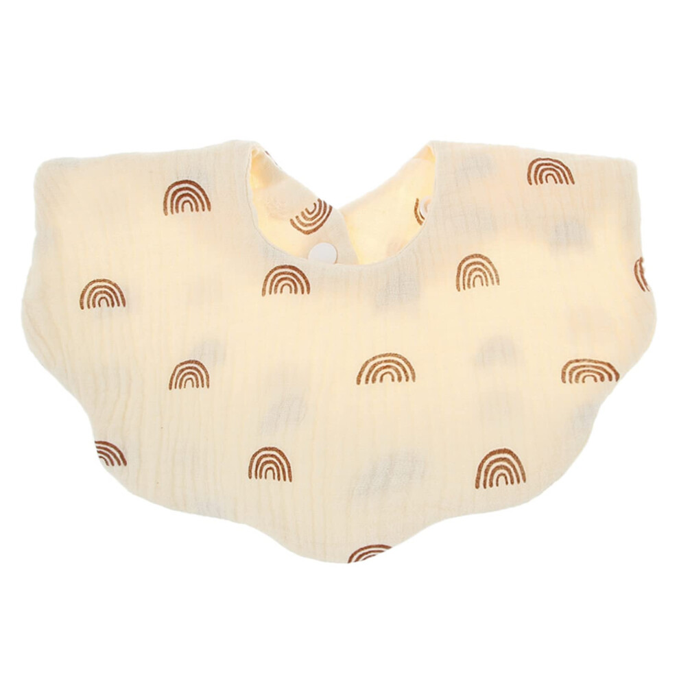 Baby Shape Feeding Bib Bandana Burp Cloth Scarf Printed Pure Cotton Absorbent Saliva Towel For Newborn Rainbow Beige