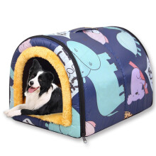 Large Dog House Bed 2In1 Pet Cave, Waterproof, Removable Cushion, Foldable and Washable, 60x43x40 cm Cat Igloo Sofa Bed