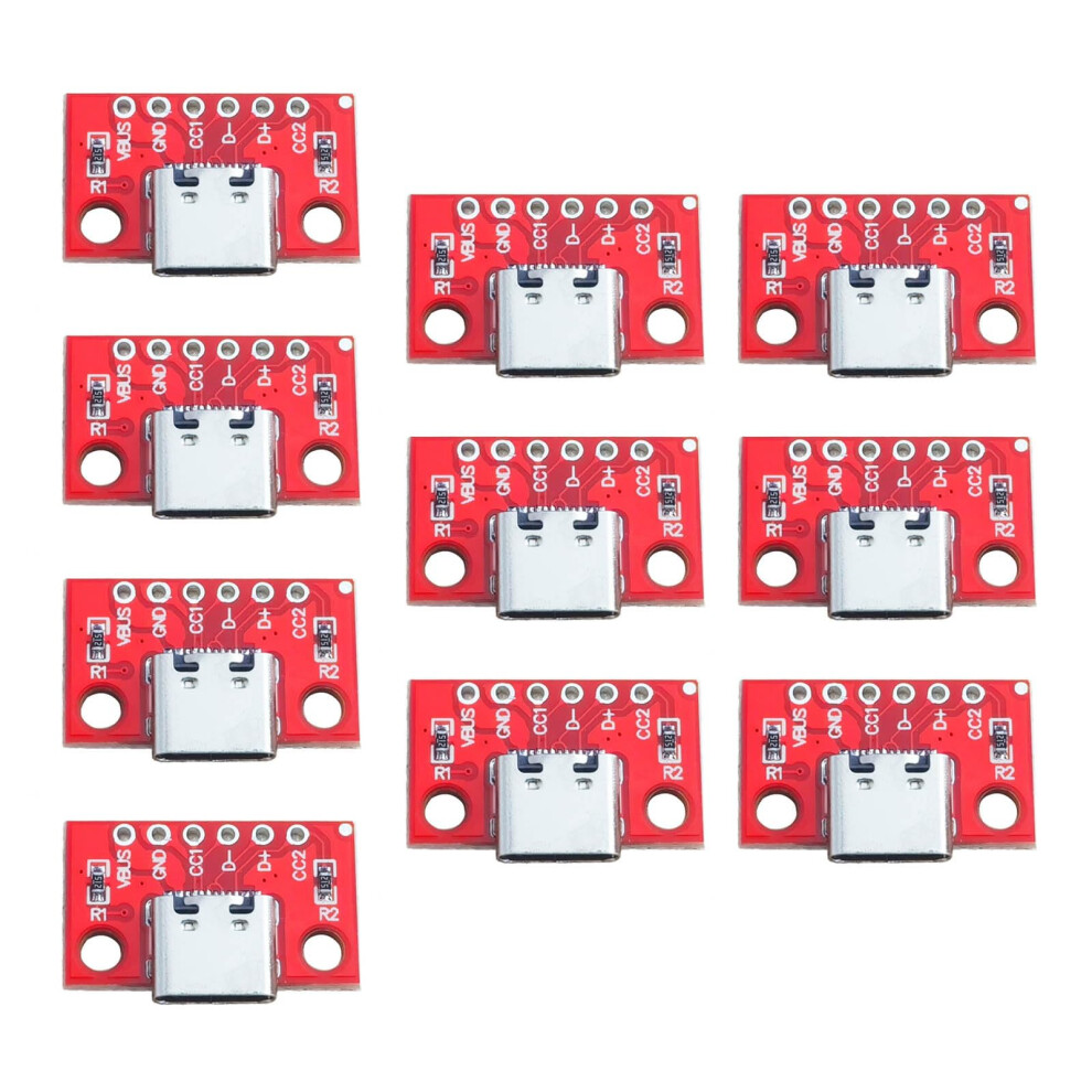 Type C Female Test Board 10 Pcs Usb 3.1 Pcb 16P To 2.54Mm Connectors Socket Current Power Adapters Module 9382693123336