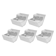 Rabbit Cage Accessories 5 Pieces Silver Iron Food Dish Drinking Water Bowl Trough Cage Hanging Feeder For Rabbits