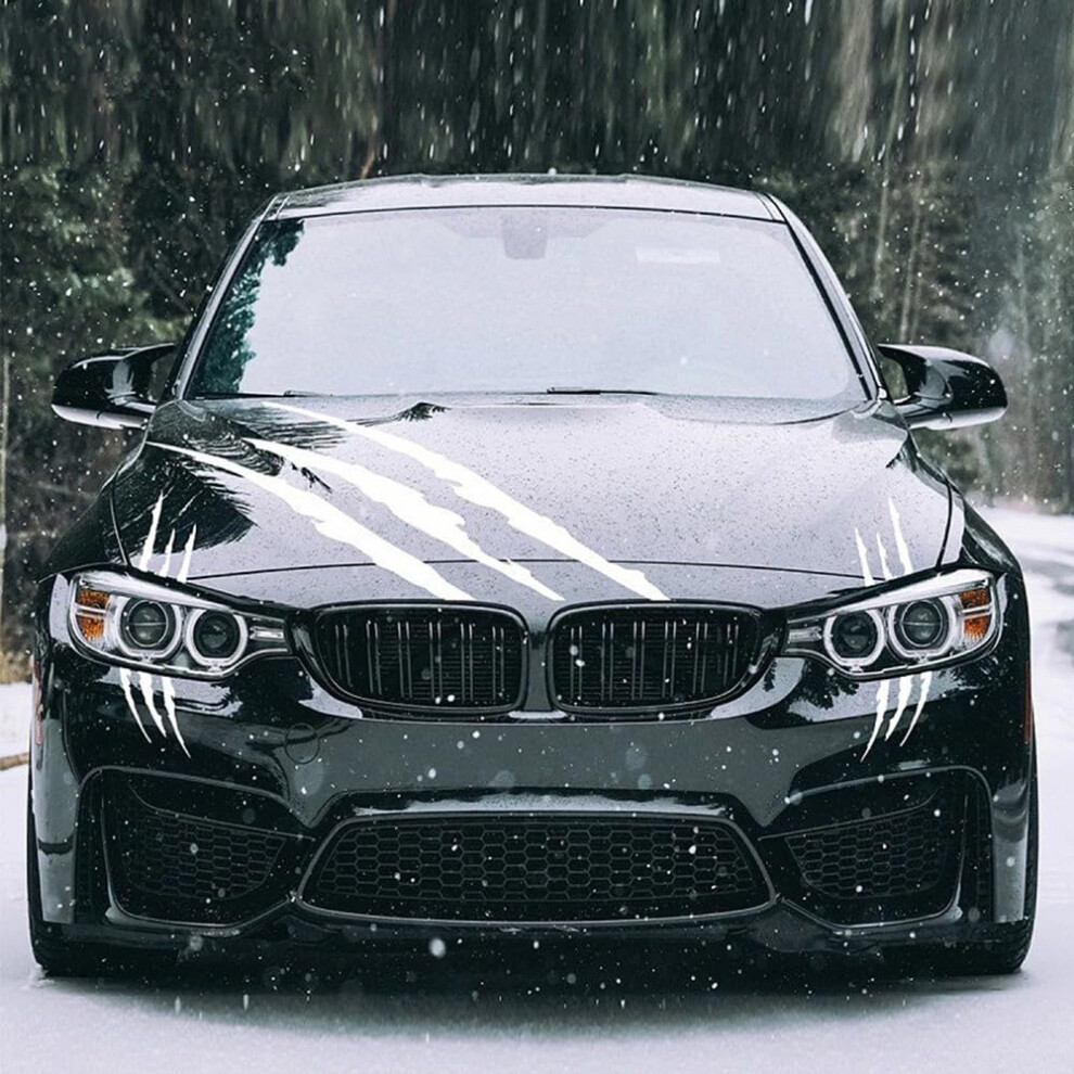 Car Claw Stickers Vinyl Decals 3Piece Set For Hood And Headlights Waterproof Antifading And Black/White 9199774887991