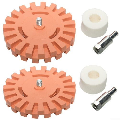 Rubber Wheel Removal Disks 2 Pcs For Decals And Stickers With Drill Adapter 1