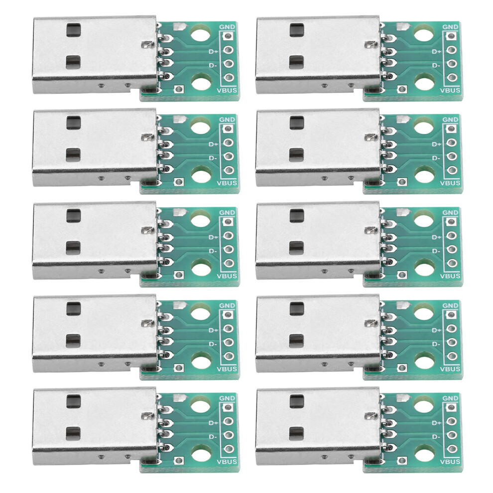 10Pcs Usb Type A Male Plug To Dip Adapter Board 4 Pin 2.54Mm Pitch For Pcb Projects 9199774888707