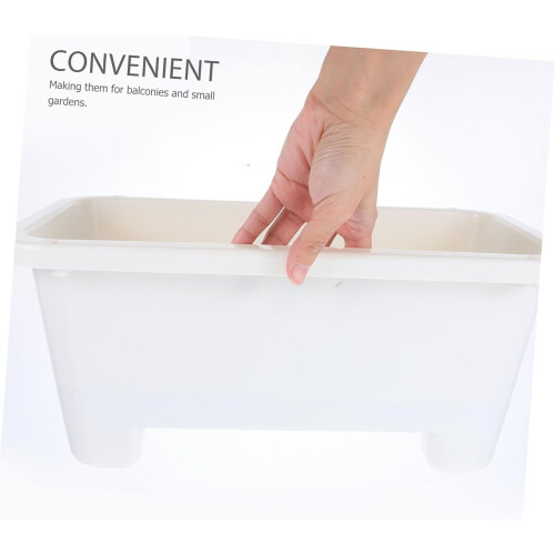 Self Watering Plastic Planter Box for Outdoor Indoor Use White Ref: 2233 2