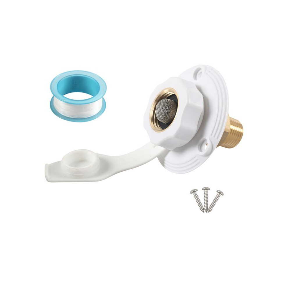 Rv Water Inlet Connection City Water Fill Inlet Flange Brass With Check Valve Rv Water Hose Connector White 4713248932533