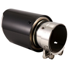 Car Bright Carbon Fiber Exhaust Tip 63-89MM Universal Car Exhaust Pipe Modification Tail Throat Clip- Tail Pipe