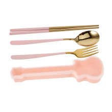 Reusable Stainless Steel Utensil Set Fork Spoon Chopsticks with Compact Lunch Box Guitar Design