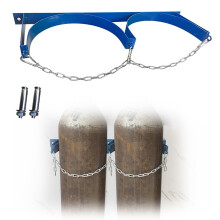 Gas Cylinder Storage Rack Wall Mount, Metal Holder Oxygen Cylinders, 65 cm Length, 25 cm Diameter, Protective Chain