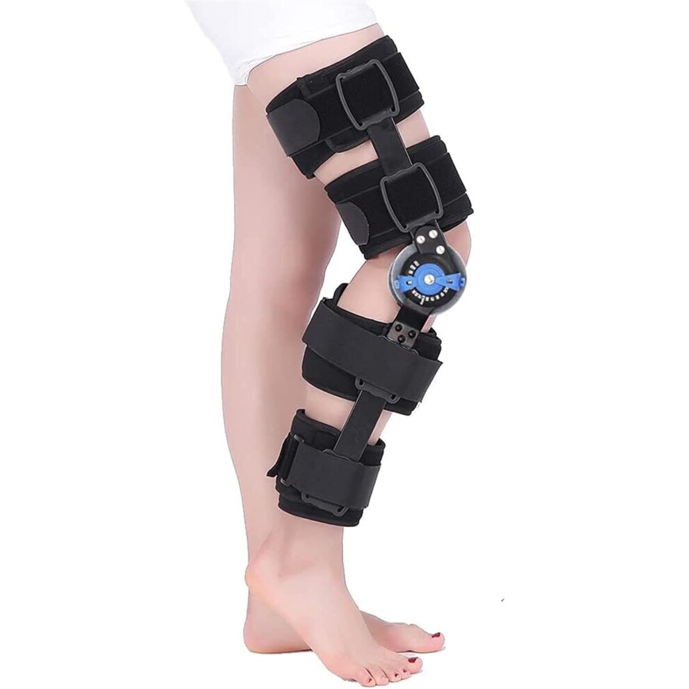 Black Adjustable Hingedknee Brace Postpatella Injury Immobilizer Full Leg Stabilizer Knee Orthosis Splint Large