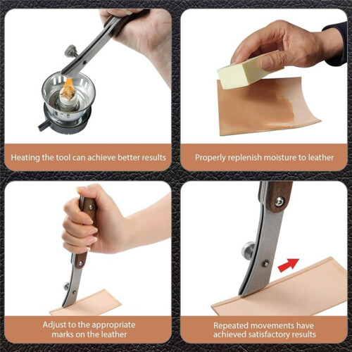 Adjustable  Creaser for Leather Crafting and Working Tools, Stainless Steel with Black Walnut Handle A 2