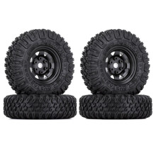 4 STÜCKE 85 Mm 1,55 Metall Beadlock Felgen Reifen Set für 1/10 RC Crawler Auto Axial  Jr RC4WD D90 TF2 , Schwarz