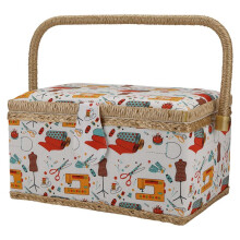 Fabric Sewing Basket Organizer with Removable Tray Household Sewing Storage Organizer Kit Sundry Storage Organizer Box