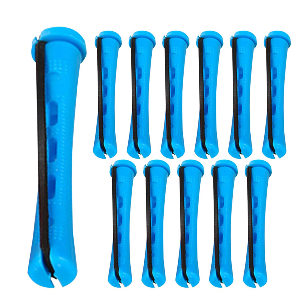 Blue Heatless Hair Curlers Set For Women, 12 Noheat Curling Rods With Antislip Bands,