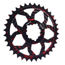 36T Aluminum Alloy Bike Chainring for GXP Road Bikes, Red Black Camo